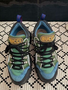 Gucci Green, Blue & Black Trail Runner Sneakers